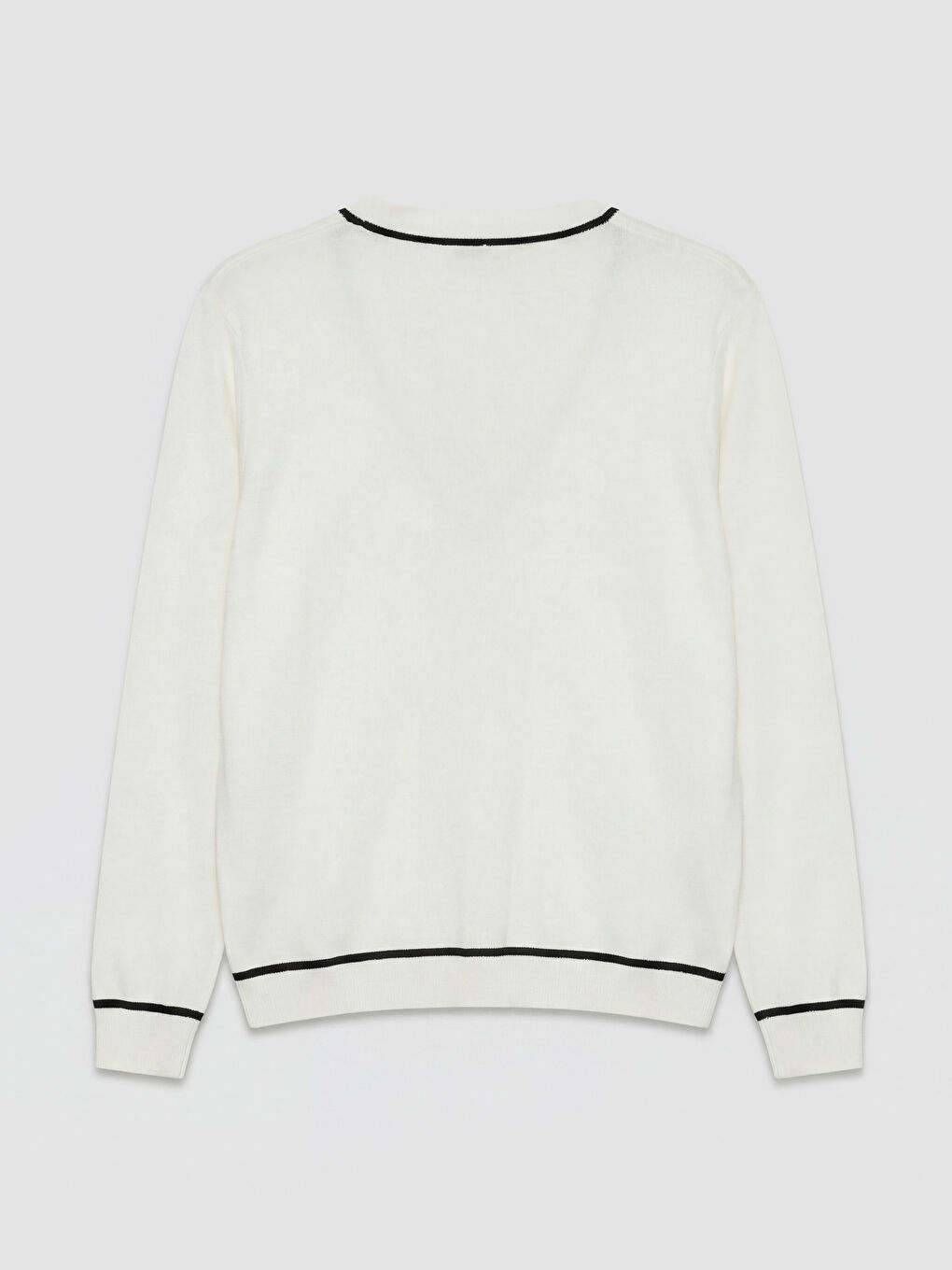 Beyaz V Yaka Kadın Triko Hırka-5