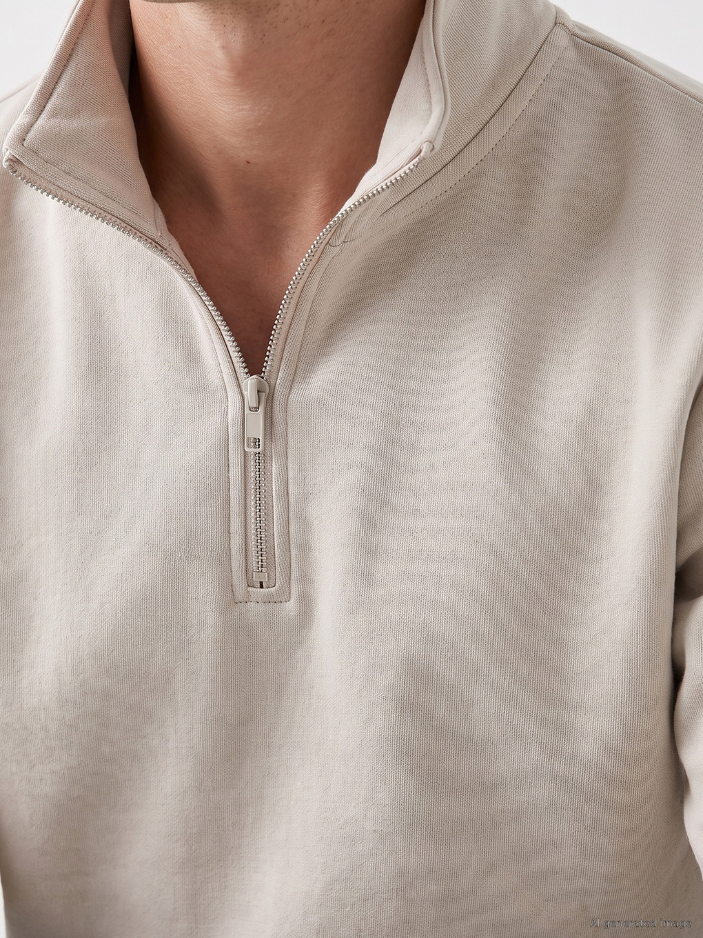 Gri Dik Yaka Erkek Kalın Sweatshirt-2