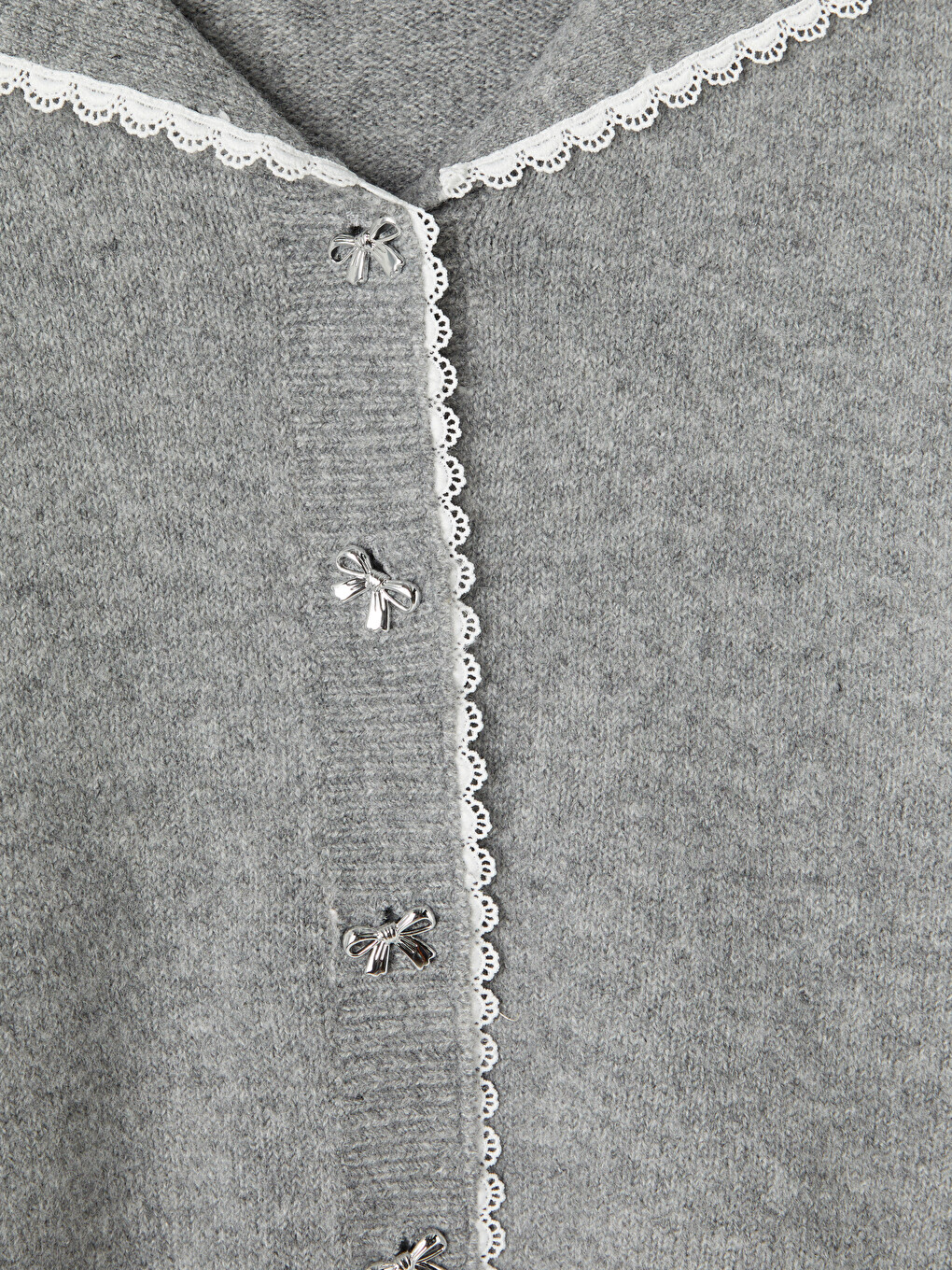 Lace Detailed Peter Pan Collar Women's Knitwear Cardigan-5