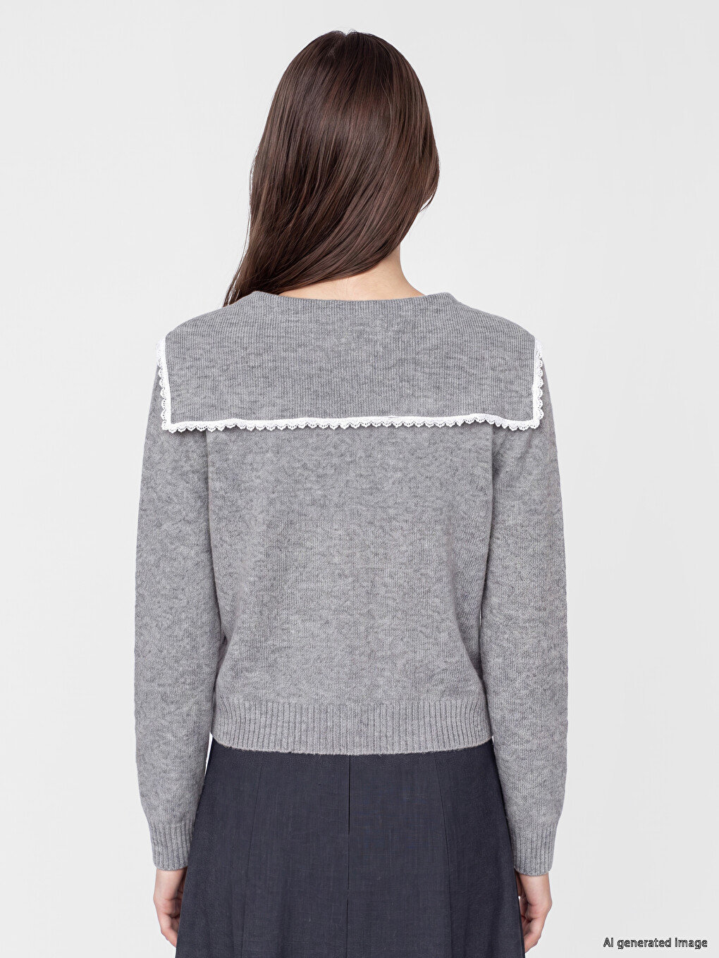 Lace Detailed Peter Pan Collar Women's Knitwear Cardigan-3