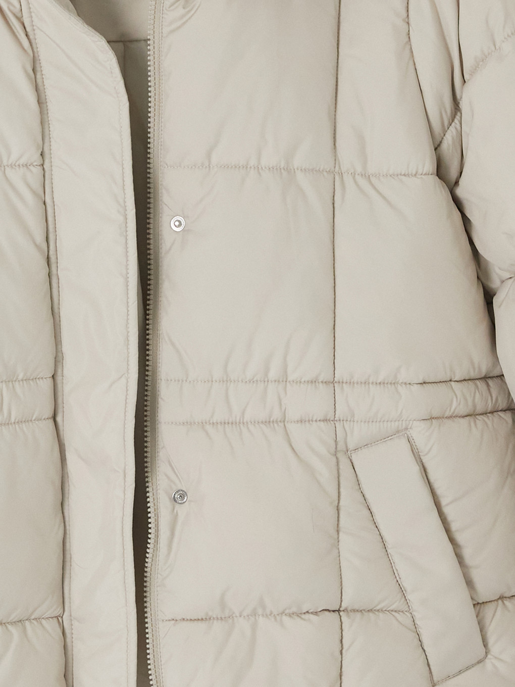 Bej Kürk Kapüşonlu Oversize Kadın Şişme Mont-10