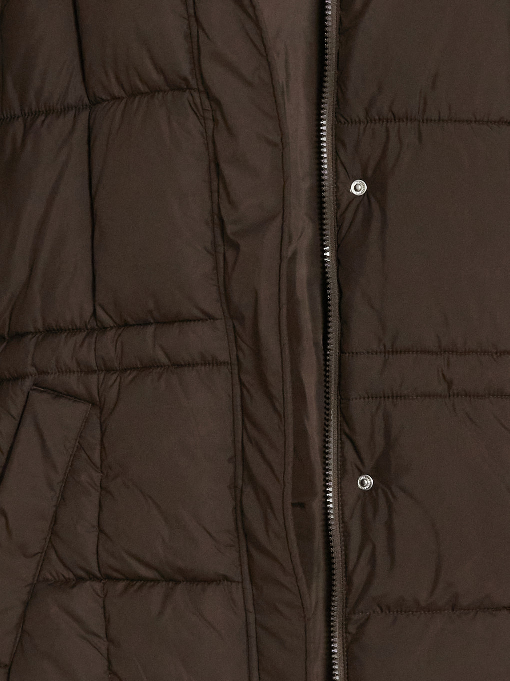 Kahverengi Kürk Kapüşonlu Oversize Kadın Şişme Mont-6