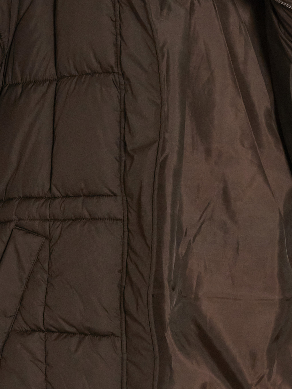 Kahverengi Kürk Kapüşonlu Oversize Kadın Şişme Mont-8