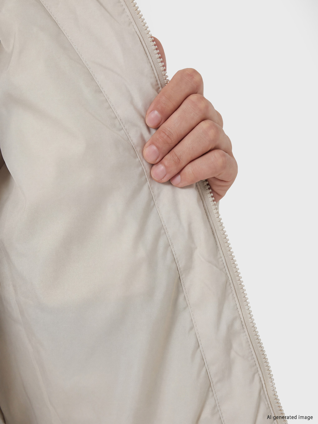 Bej Kürk Kapüşonlu Oversize Kadın Şişme Mont-4