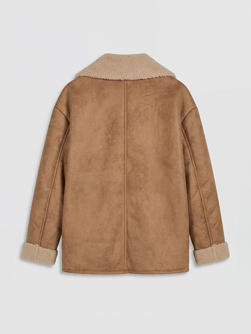 Shirt Collar Inside Plush Suede Look Women's Coat-5