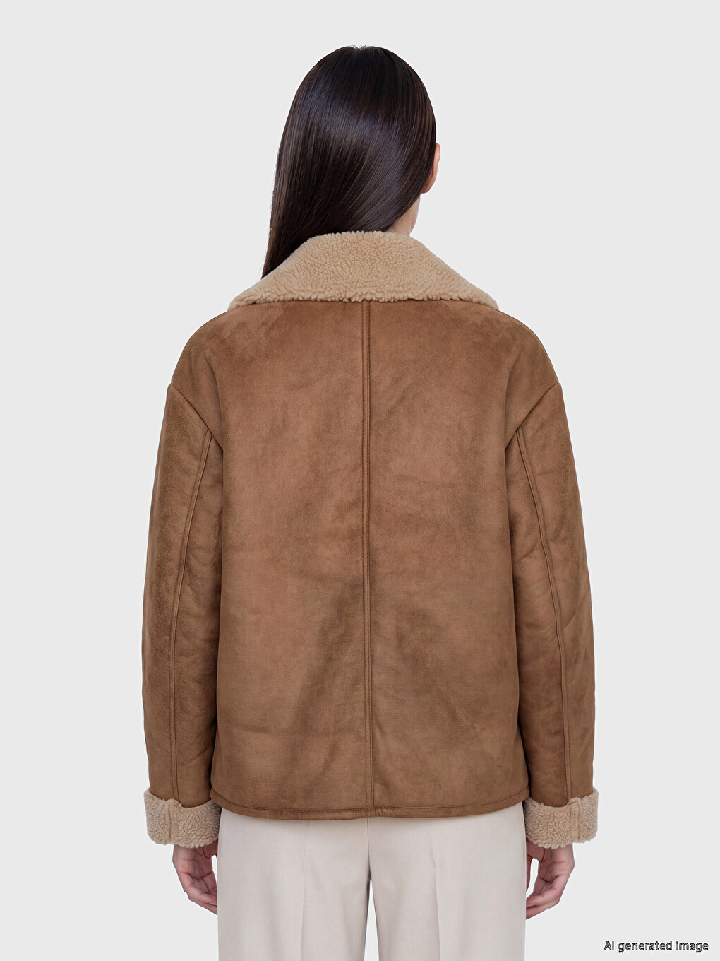 Shirt Collar Inside Plush Suede Look Women's Coat-3
