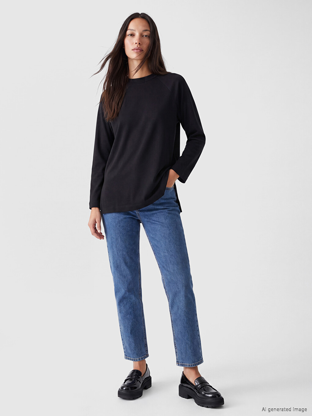 Siyah Oversize Soft Touch Kadın Tunik-1