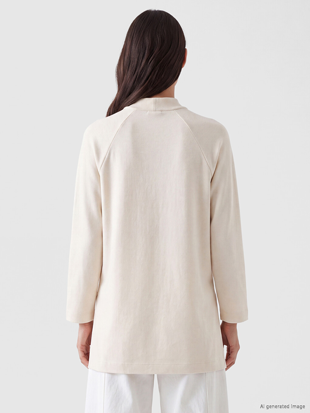 Bej Oversize Soft Touch Kadın Tunik-3