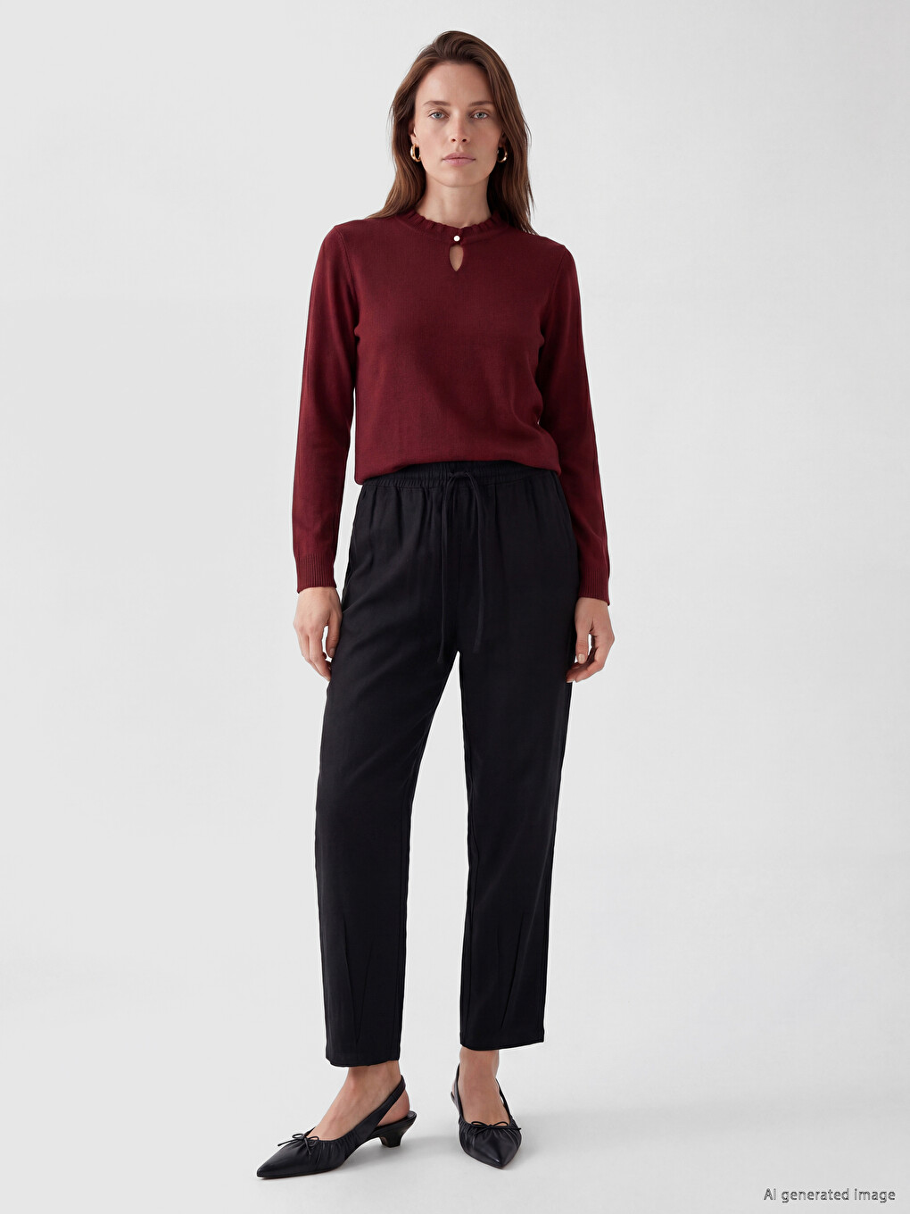 Crew Neck Women's Knitwear Sweater-1