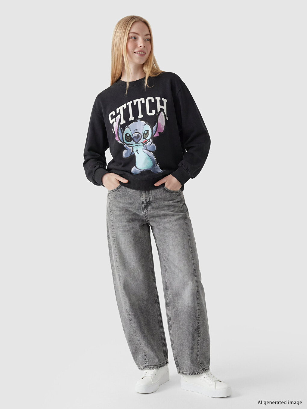 Lilo & Stitch Printed Women's Relaxed Fit Sweatshirt-1