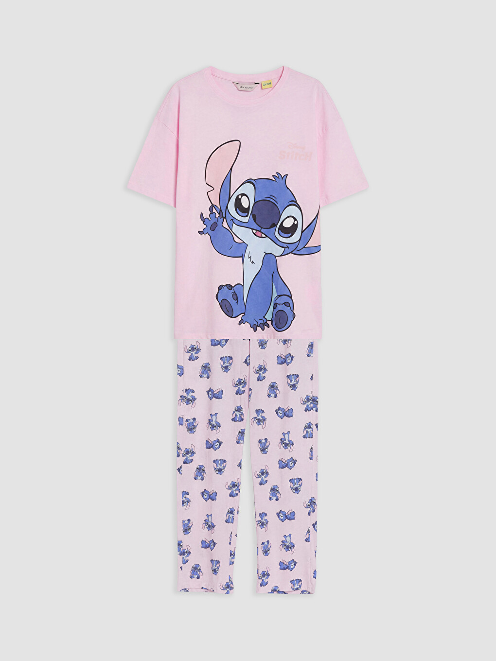 Pembe Stitch Baskılı Kadın Pijama Takım-4