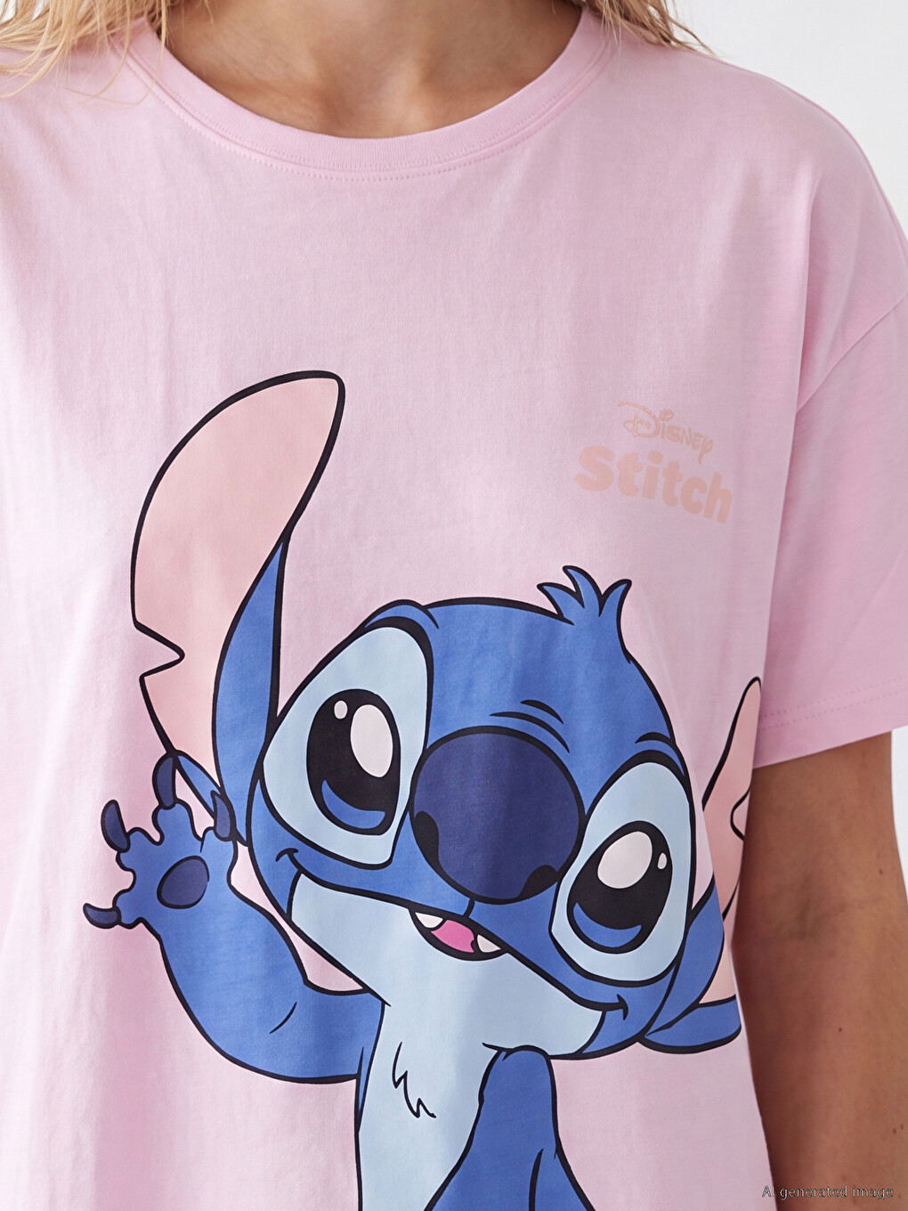 Pembe Stitch Baskılı Kadın Pijama Takım-2