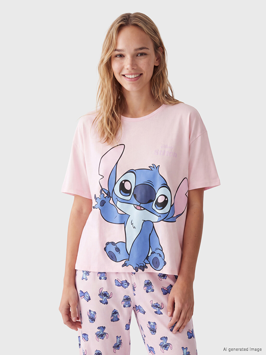 Set Pizhamash I Stampuar Stitch Për Gra-1
