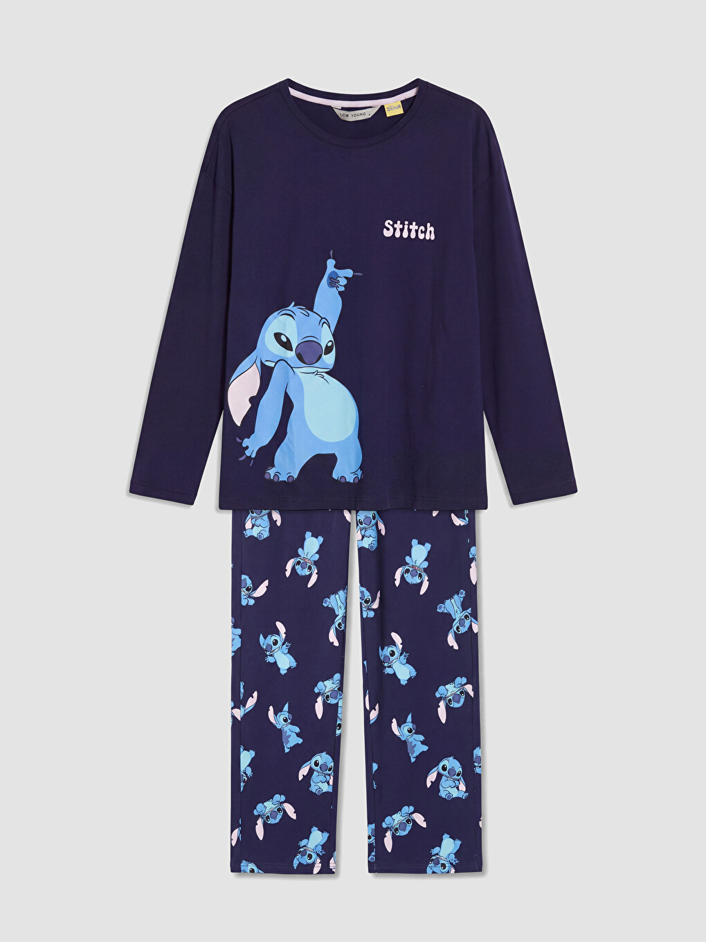Lacivert Stitch Baskılı Kadın Pijama Takım-4