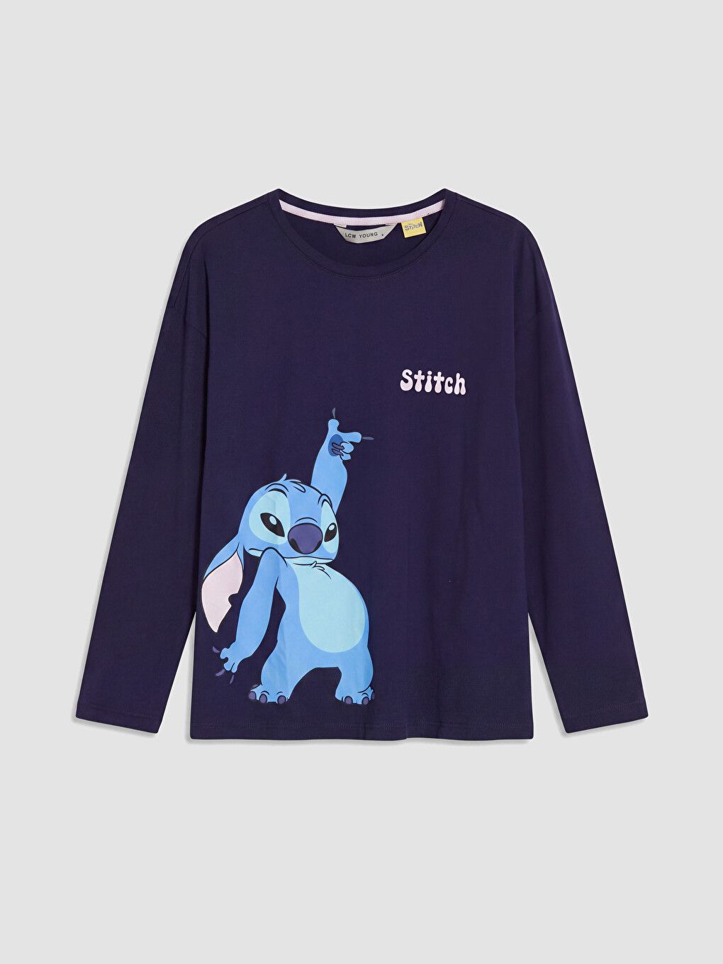 Lacivert Stitch Baskılı Kadın Pijama Takım-5