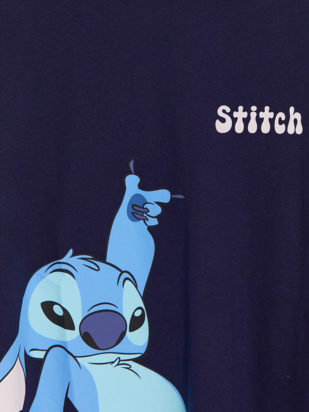 Lacivert Stitch Baskılı Kadın Pijama Takım-7