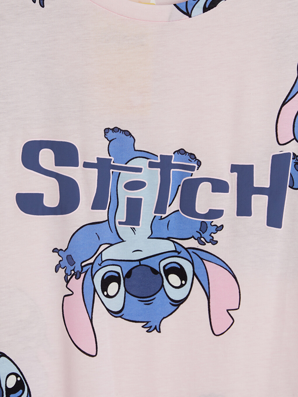 Pembe Stitch Baskılı Kadın Gecelik-6