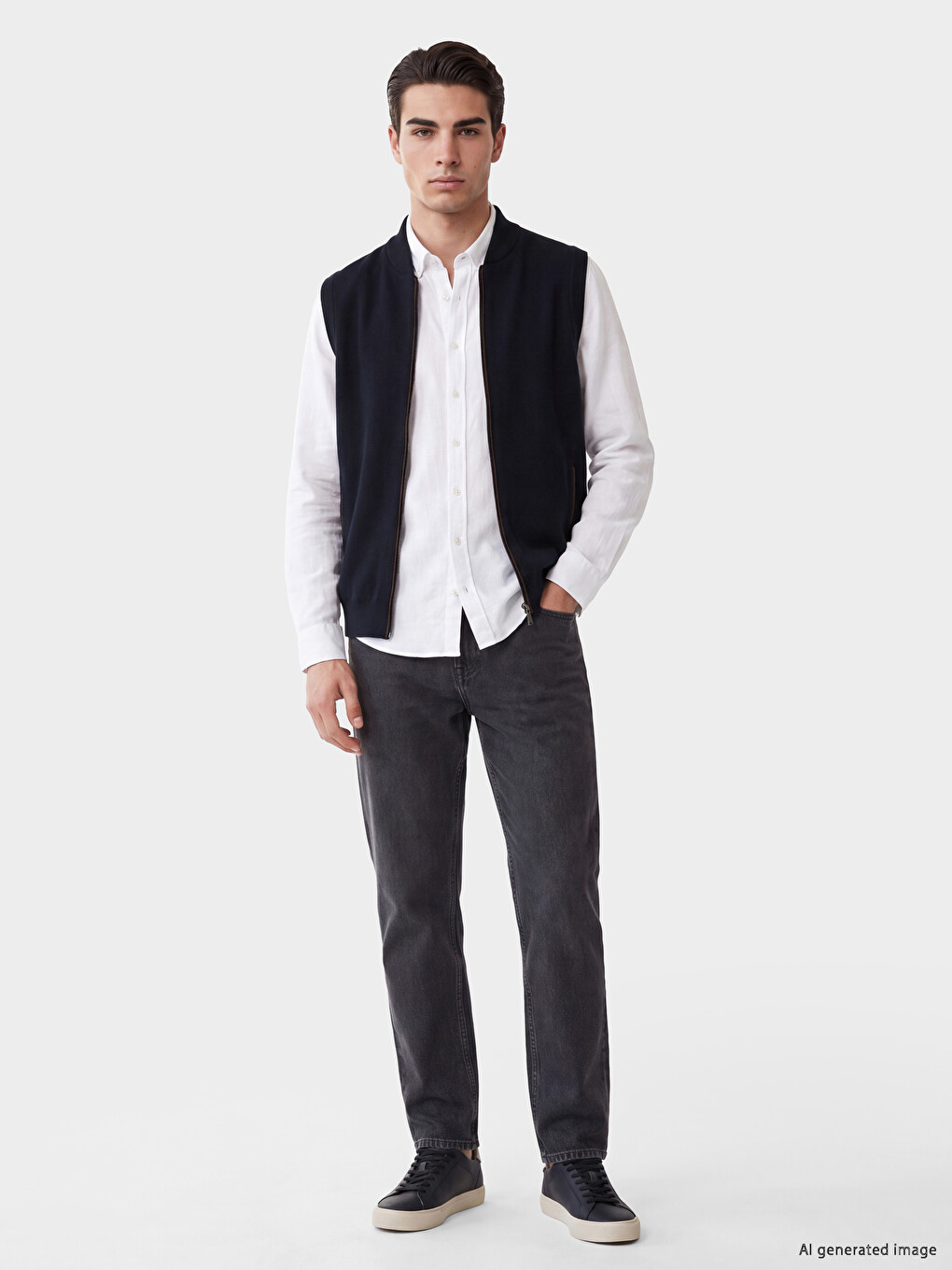 Lacivert Regular Fit Erkek Triko Yelek-1