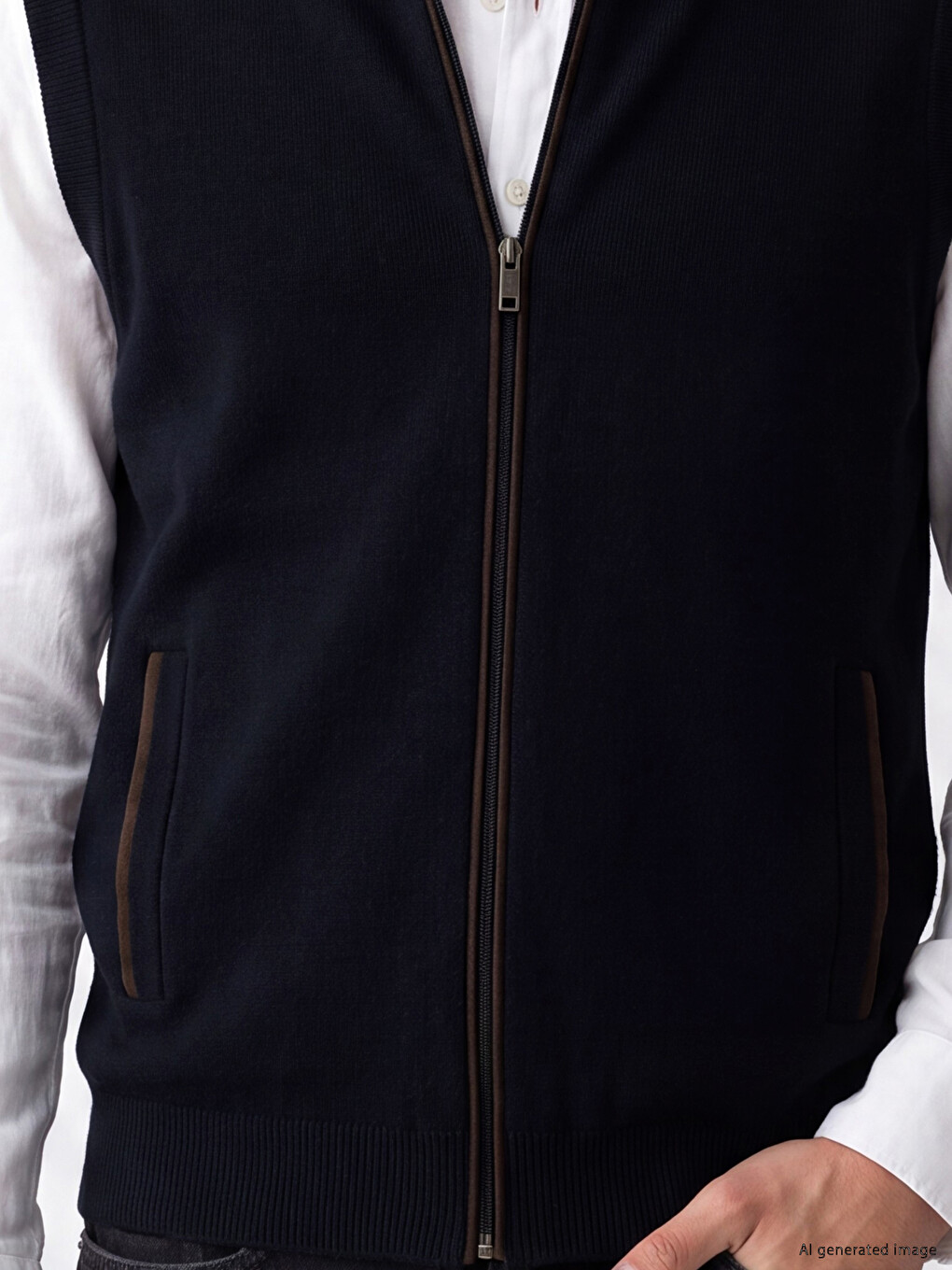 Lacivert Regular Fit Erkek Triko Yelek-2