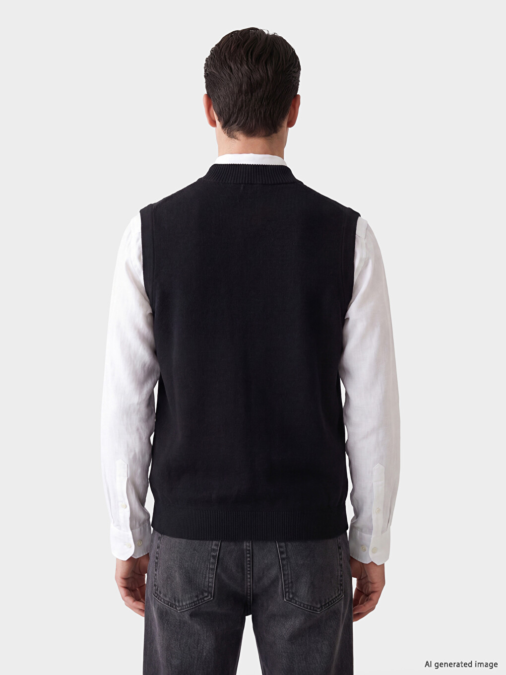 Lacivert Regular Fit Erkek Triko Yelek-3