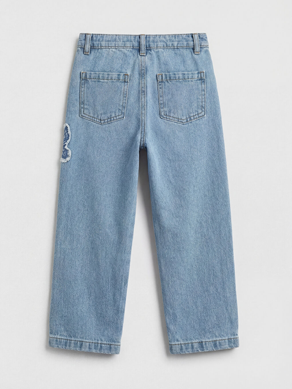 İndigo Straight Fit Nakışlı Kız Çocuk Jean Pantolon-1