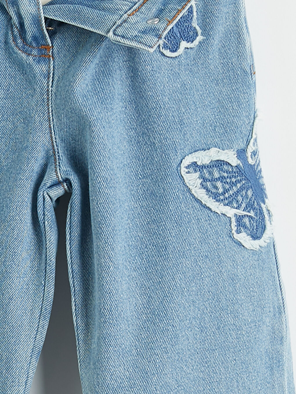 İndigo Straight Fit Nakışlı Kız Çocuk Jean Pantolon-2