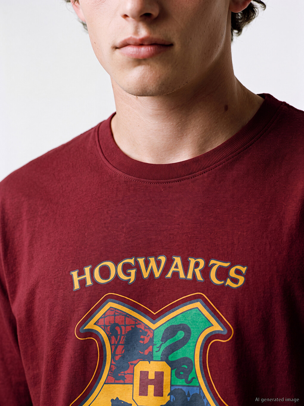 Bordo Harry Potter Baskılı Erkek Pijama Takım-1