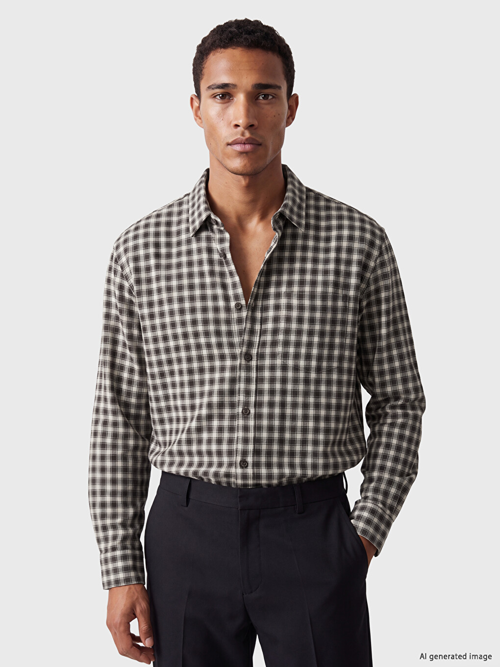 Standard Fit Plaid Gabardine Men's Shirt