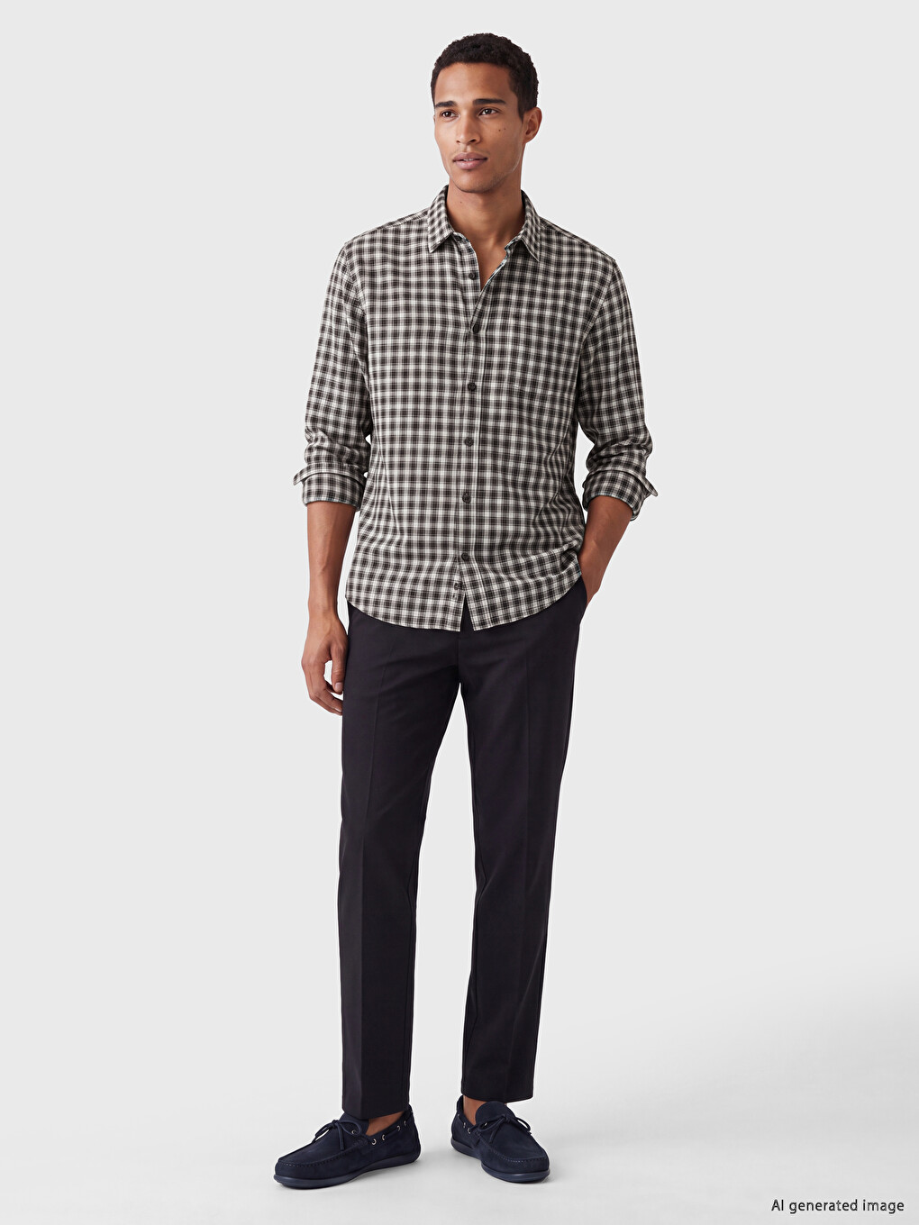 Standard Fit Plaid Gabardine Men's Shirt-1