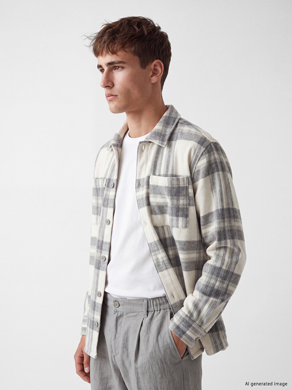 Regular Fit Plaid Men's Lumberjack Shirt Jacket