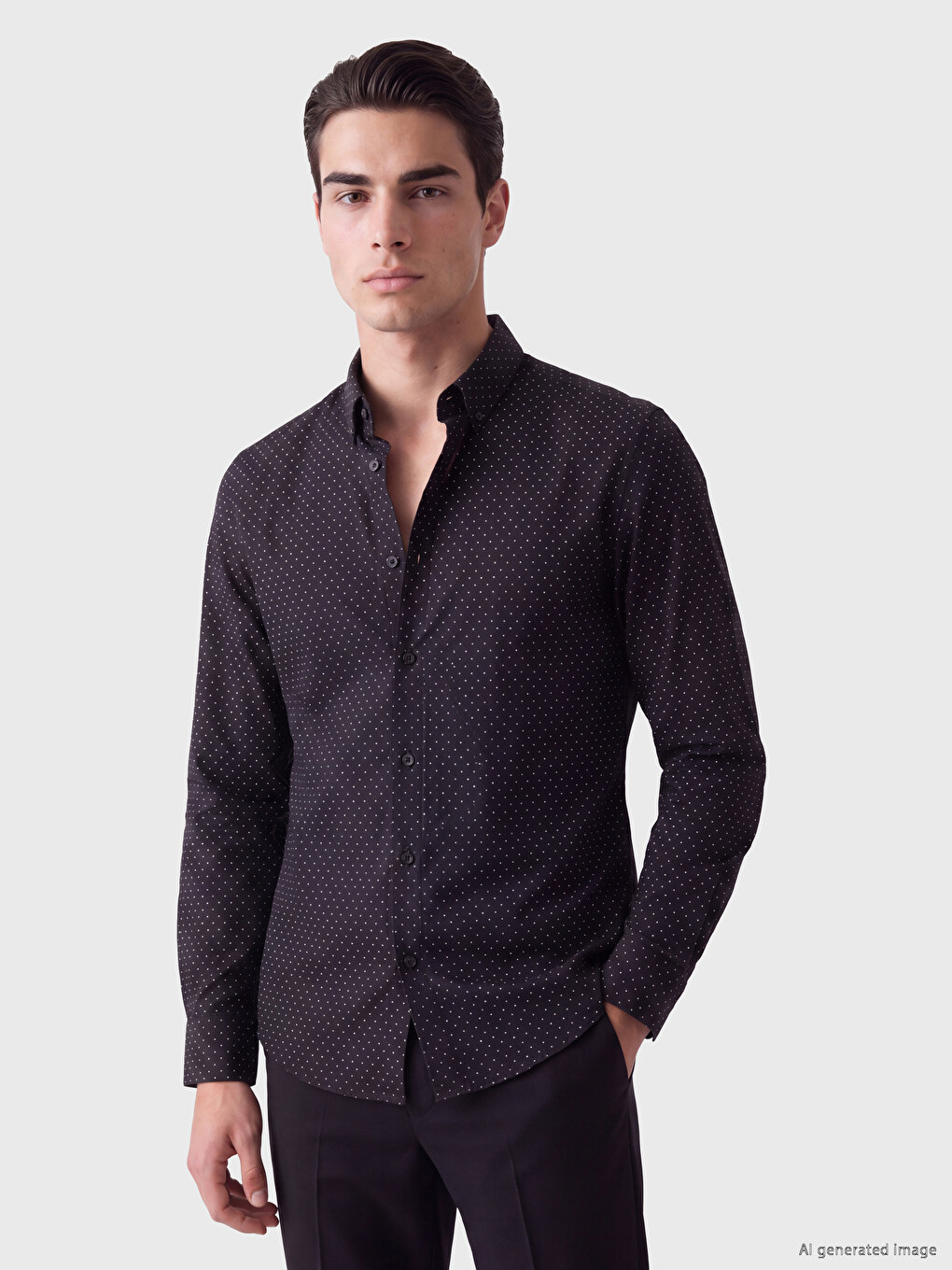 Slim Fit Printed Twill Men's Shirt