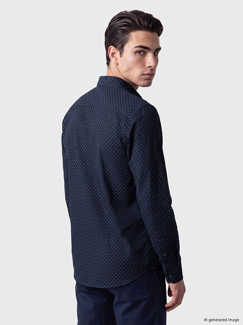 Slim Fit Printed Twill Men's Shirt-2