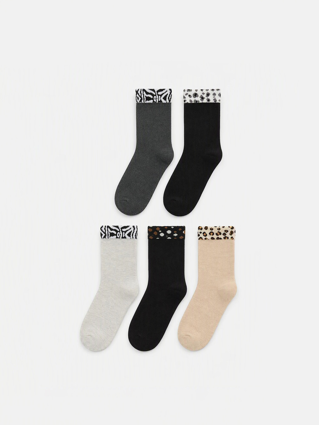Gri Desenli Kadın Soket Çorap 5'li