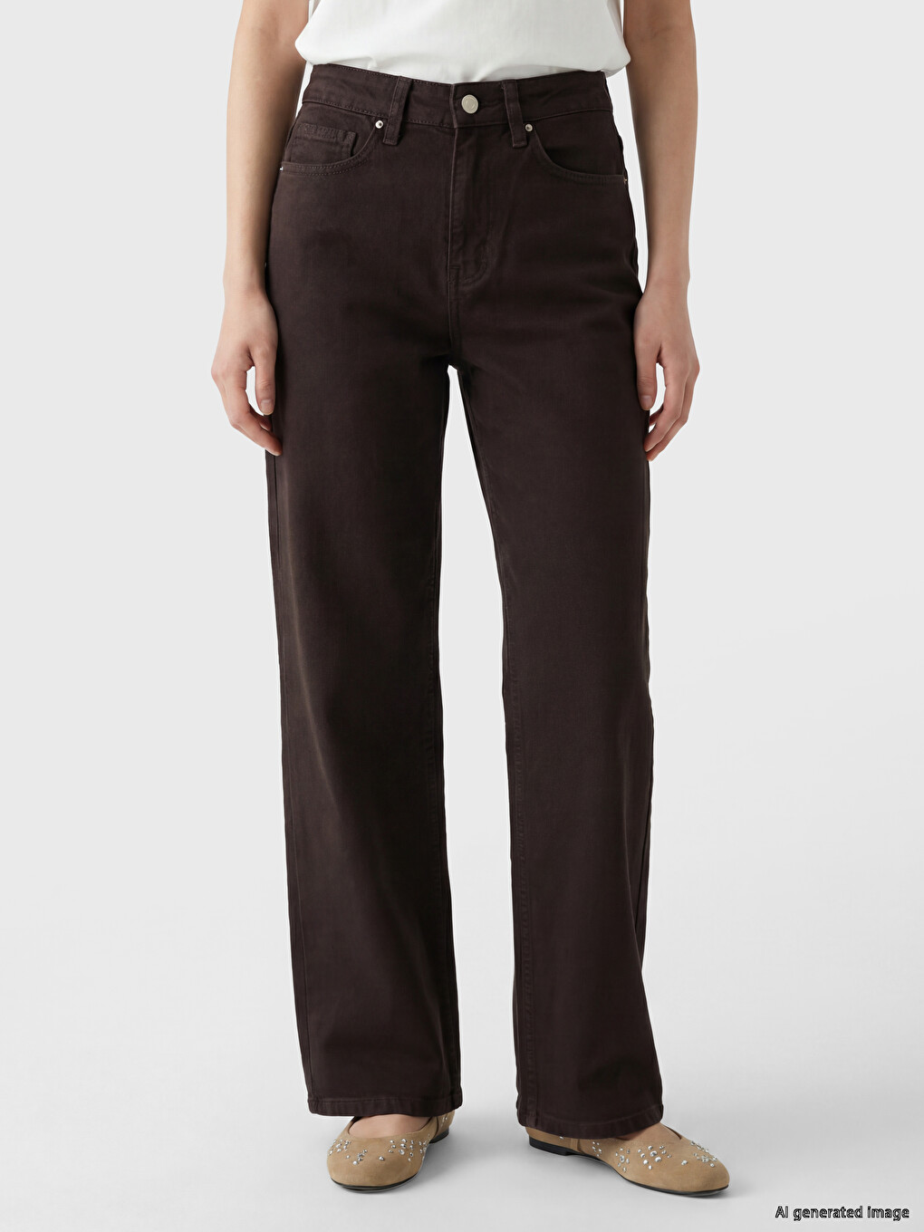High Waisted Wideleg Women's Jeans-1