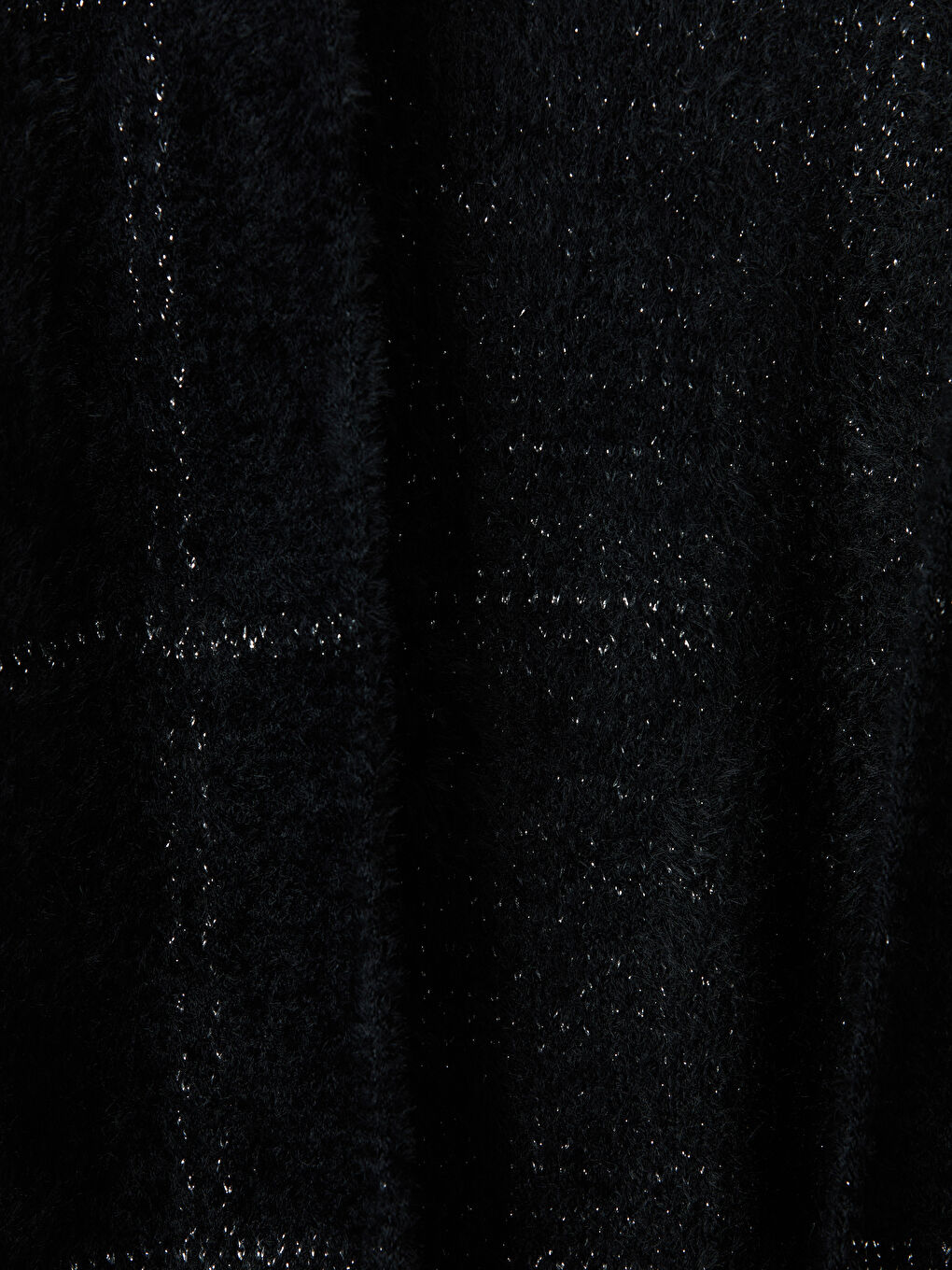 Siyah Şal Yaka Ekose Kadın Triko Pelüş Hırka-6