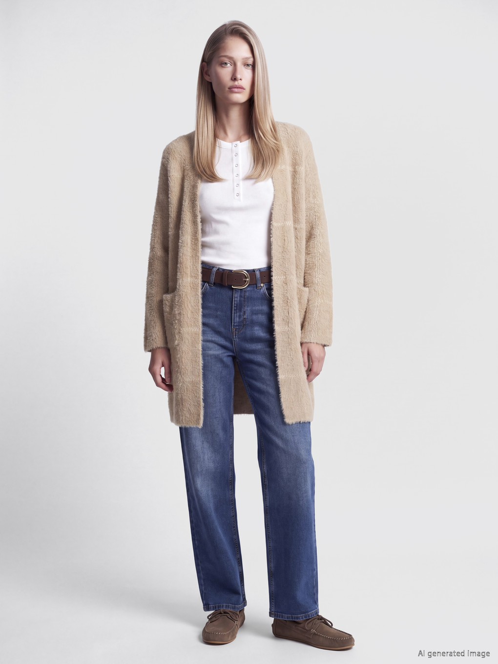 Shawl Collar Plaid Women's Knitwear Plush Cardigan-1