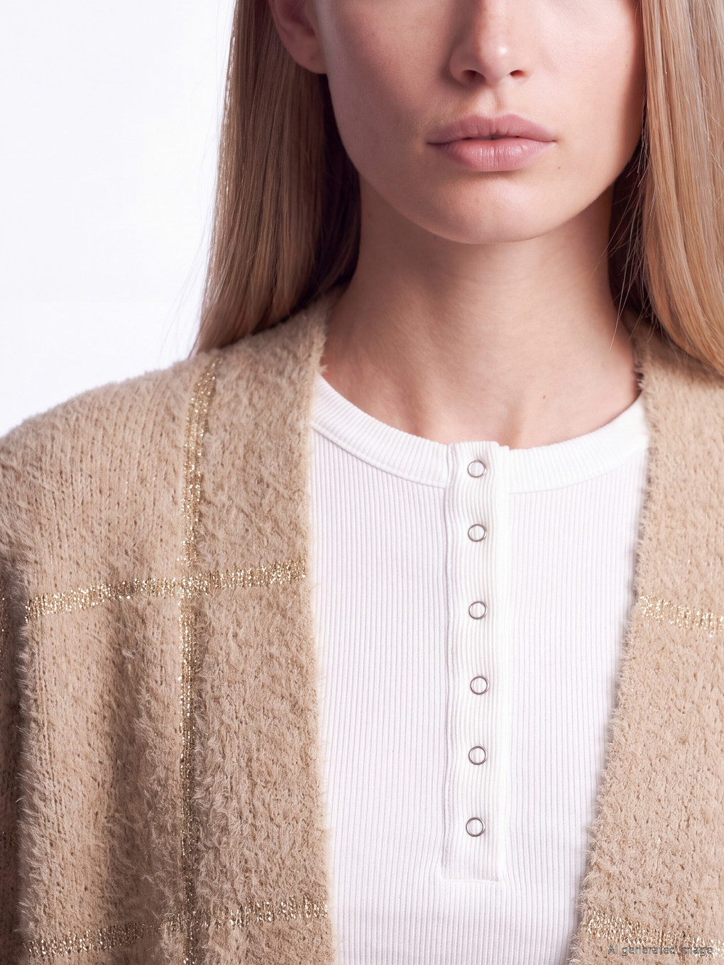 Shawl Collar Plaid Women's Knitwear Plush Cardigan-3