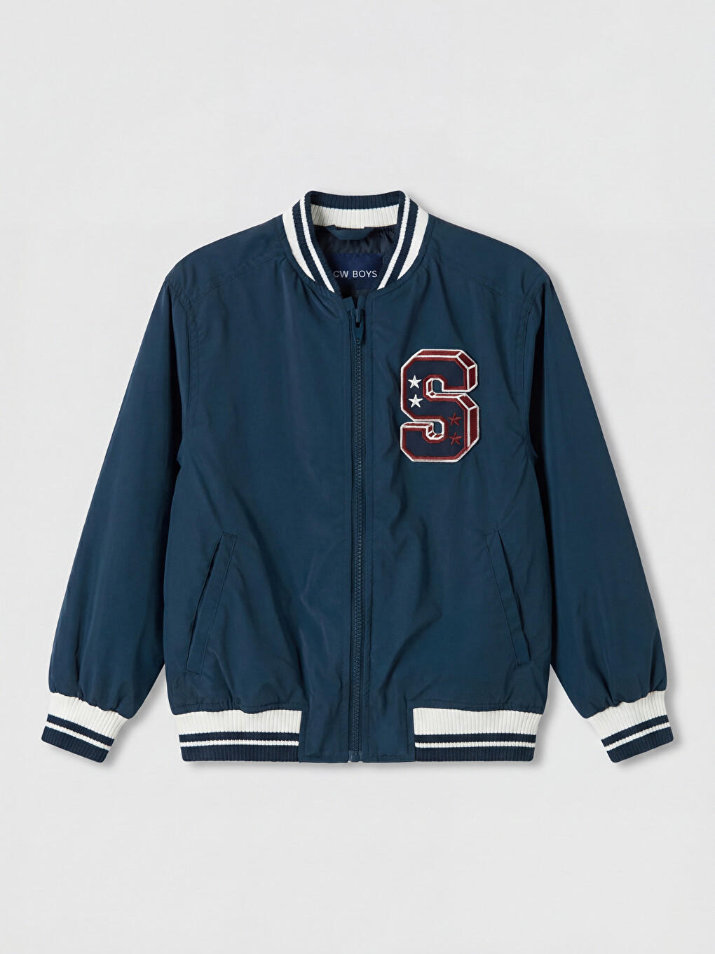 Baseball Collar Applique Detailed Boys' Coat
