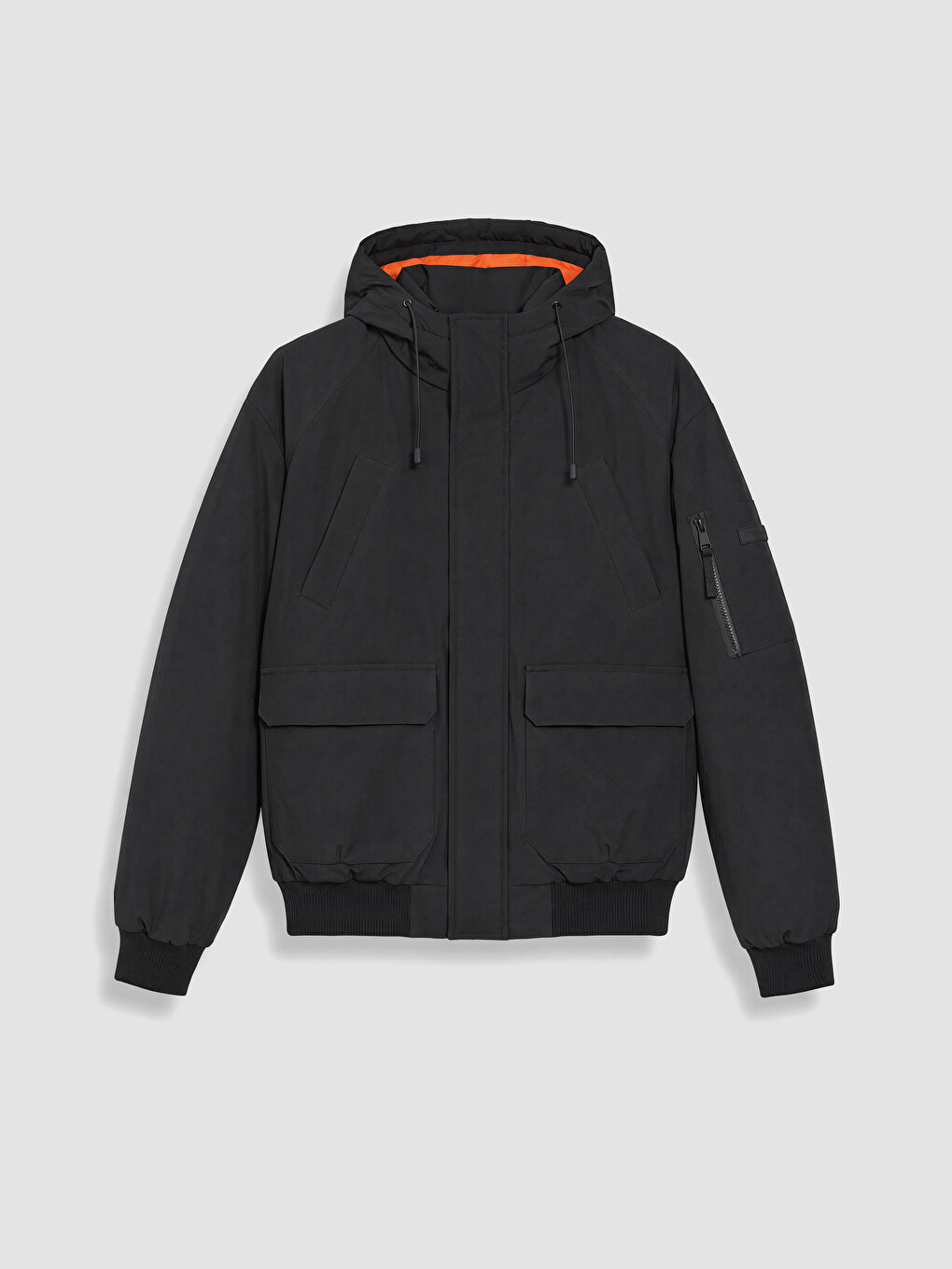 Relaxed Fit Hooded Men's Gabardine Puffer Coat-4