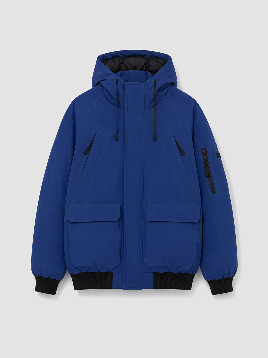 Hooded Men's Gabardine Puffer Coat-5