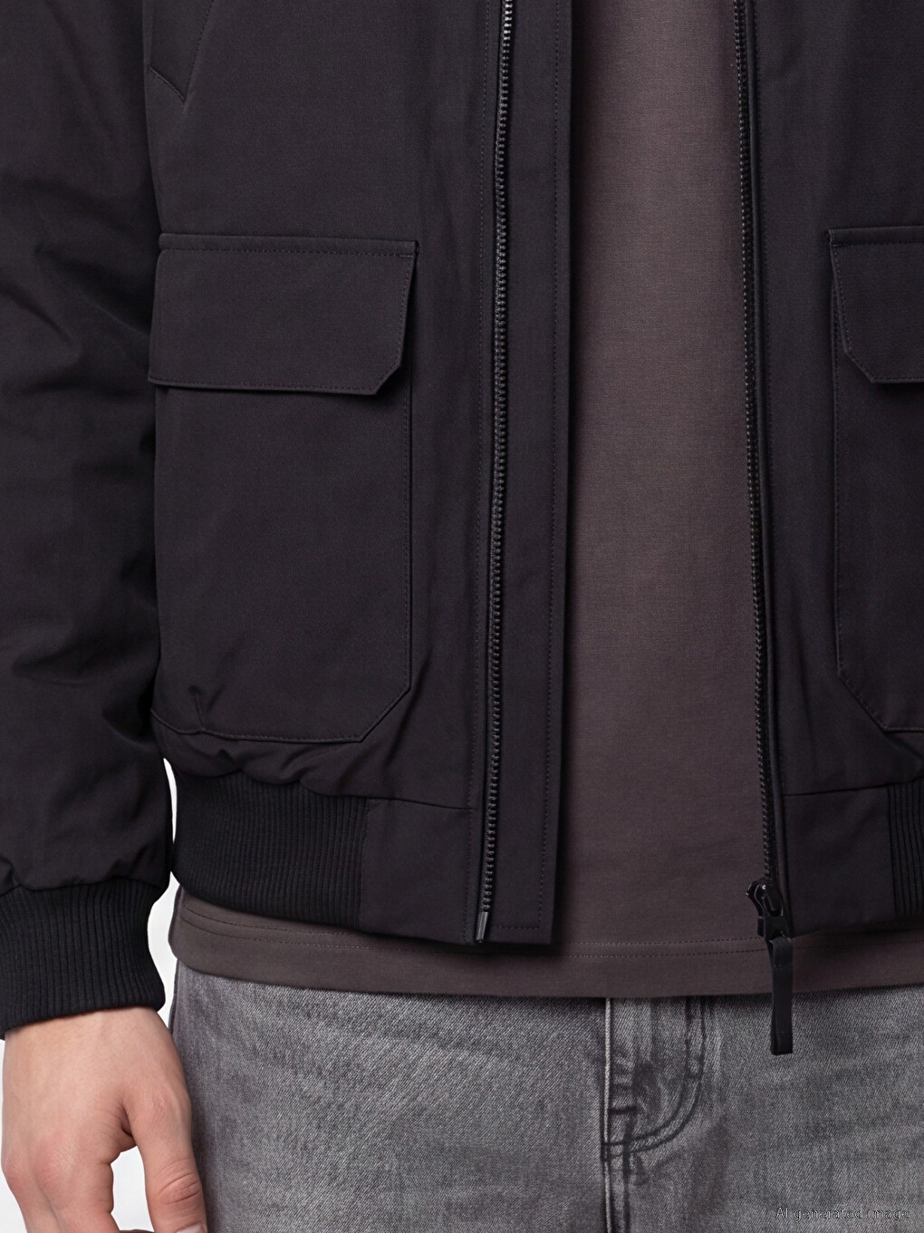 Relaxed Fit Hooded Men's Gabardine Puffer Coat-2