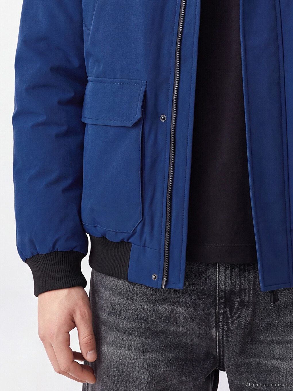 Hooded Men's Gabardine Puffer Coat-3