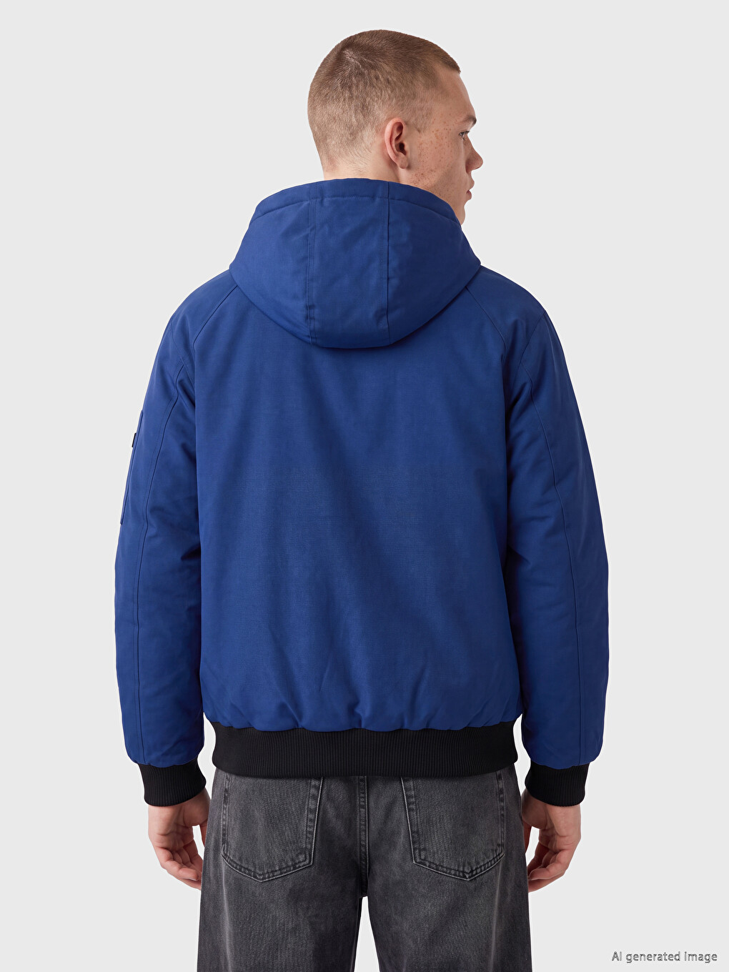 Hooded Men's Gabardine Puffer Coat-4