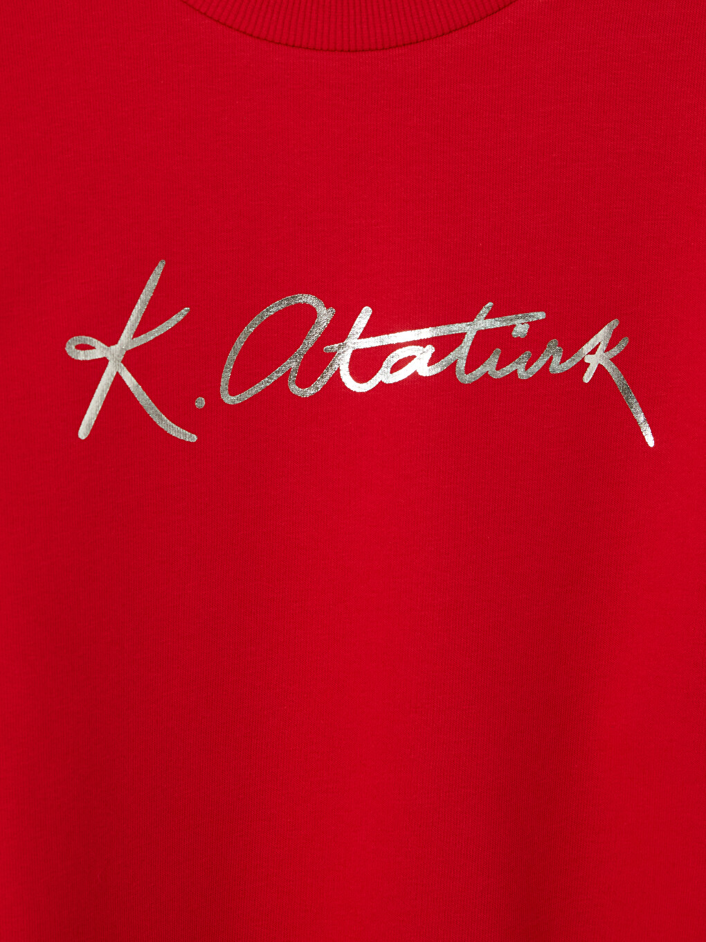 Kırmızı Atatürk İmzalı Kız Çocuk Sweatshirt-1