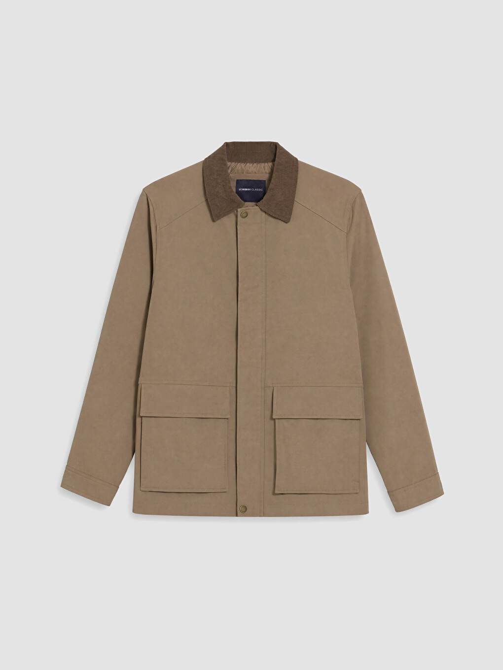 Bej Regular Fit Kontrast Yaka Erkek Mont-3