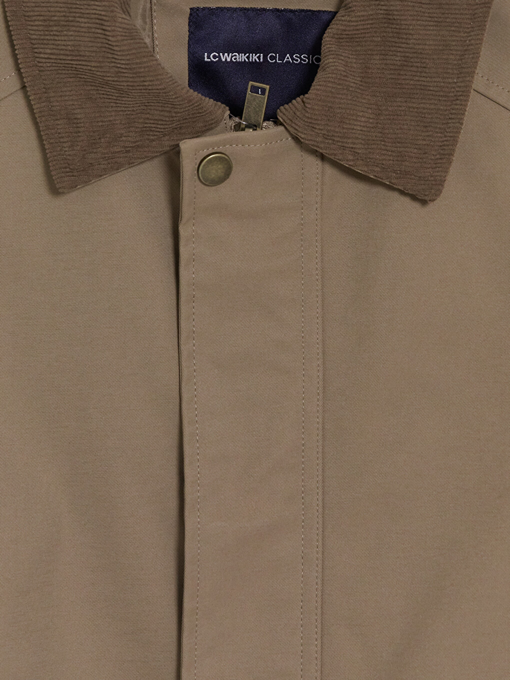 Bej Regular Fit Kontrast Yaka Erkek Mont-4
