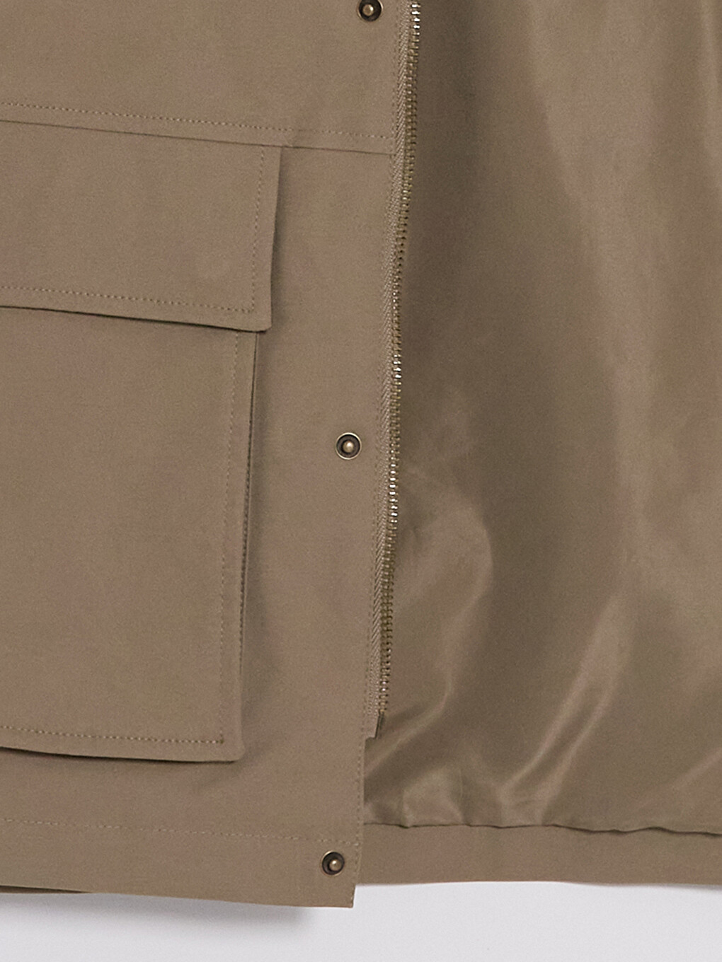 Bej Regular Fit Kontrast Yaka Erkek Mont-5