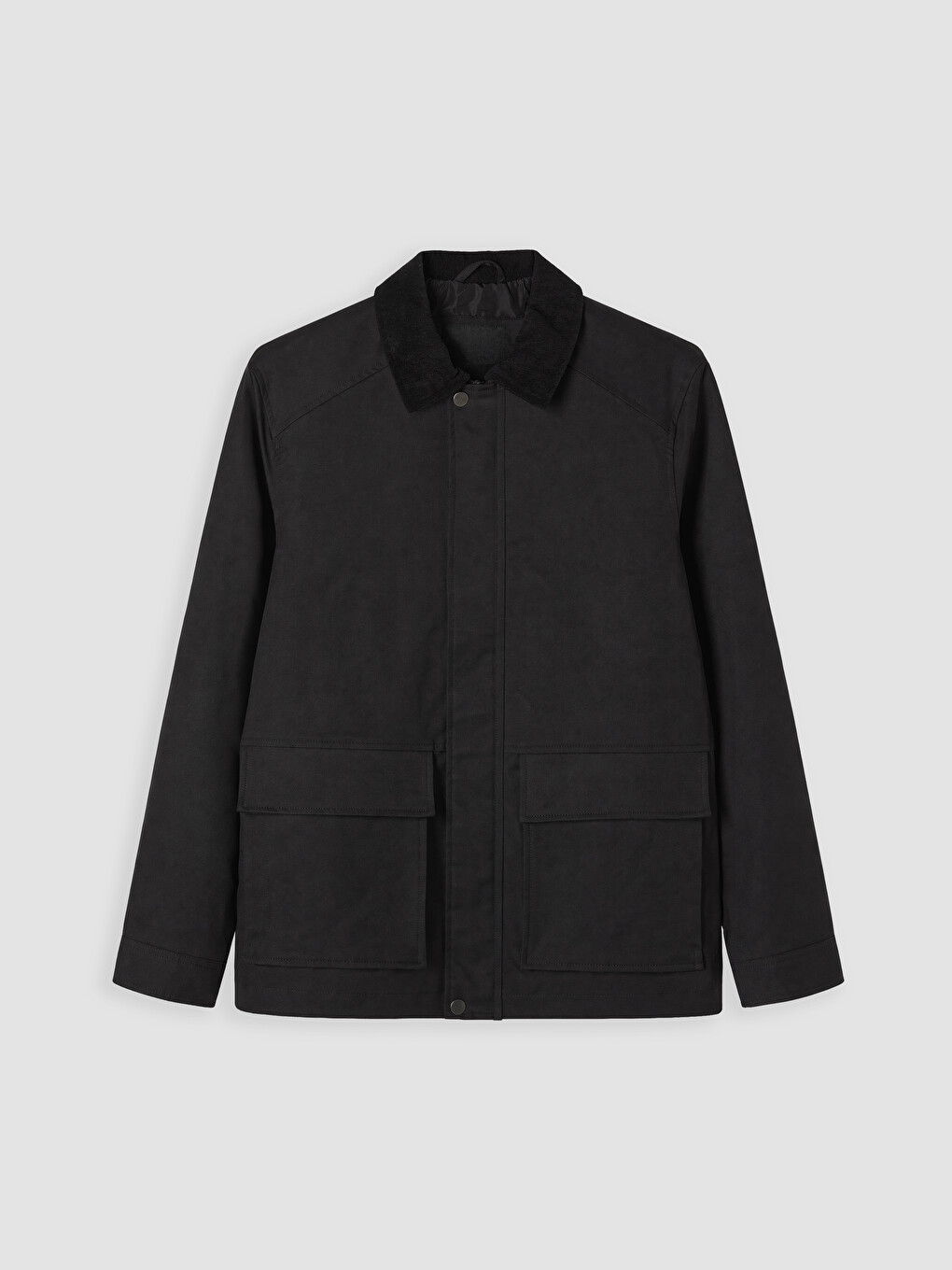 Siyah Regular Fit Kontrast Yaka Erkek Mont-4
