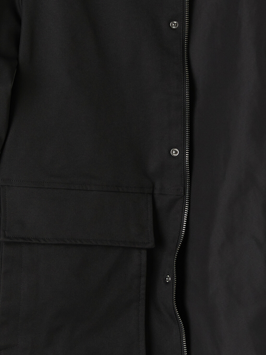 Siyah Regular Fit Kontrast Yaka Erkek Mont-7