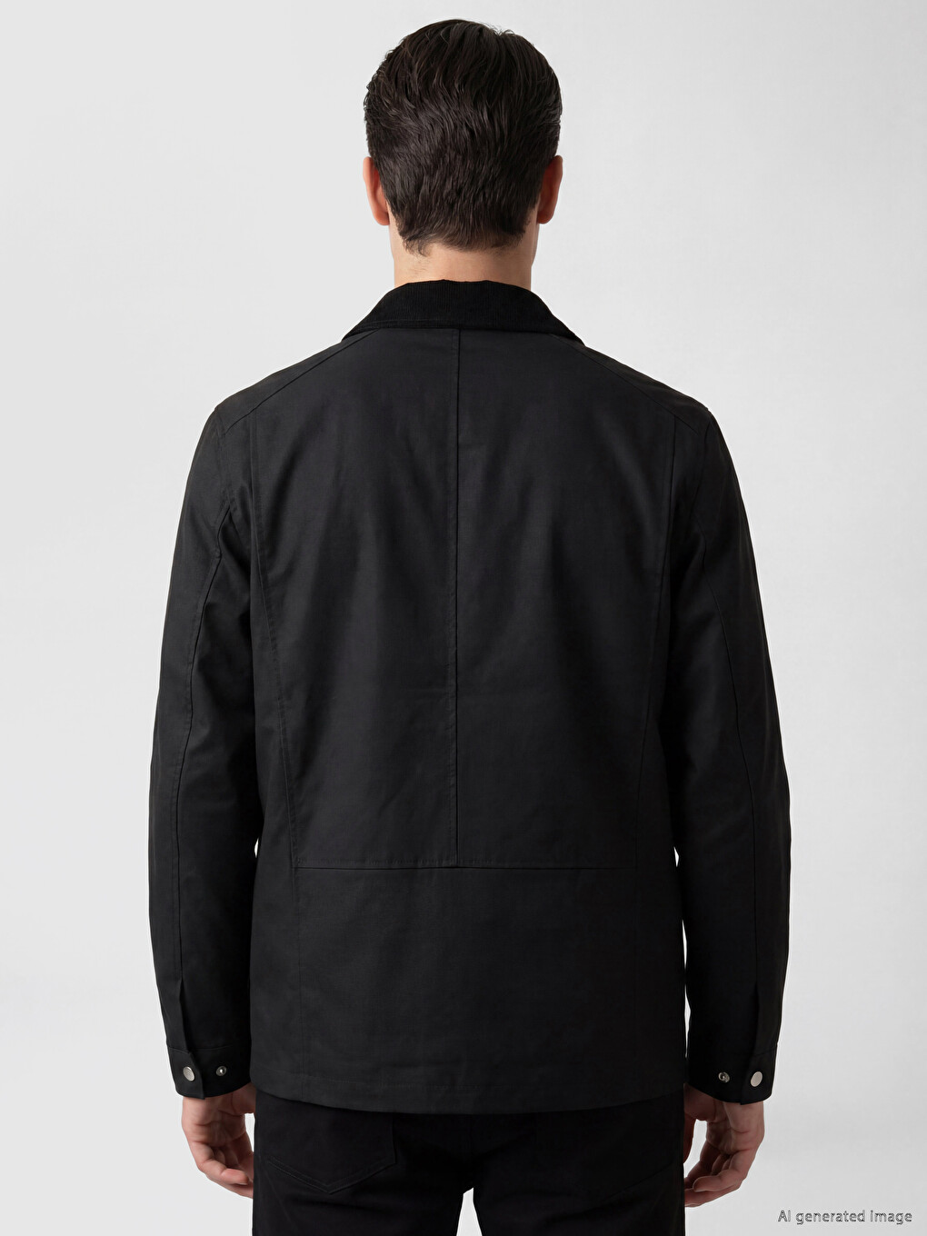 Siyah Regular Fit Kontrast Yaka Erkek Mont-3